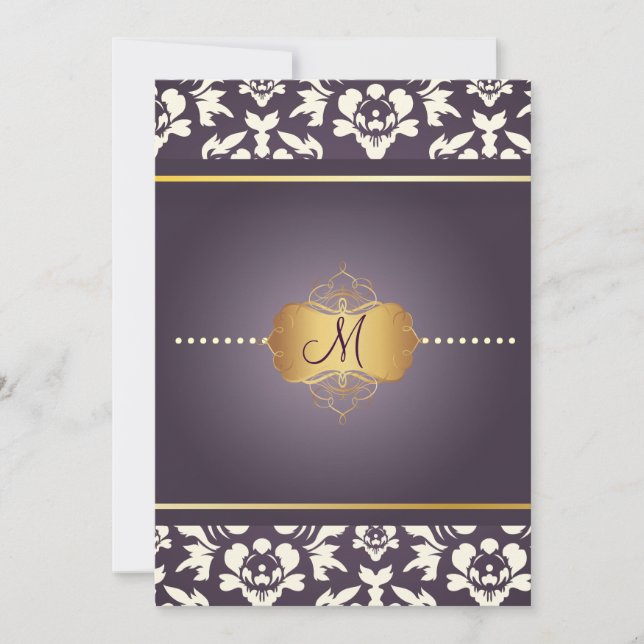 Invitation Pix-Dezines Haute Couture Damask, mère de Pearl (Devant)