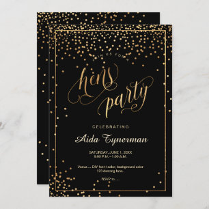 Invitation Pix-Dezines Hens Party Faux Gold Confetti