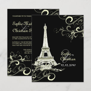 Invitation Pix-Dezines La Tour Eiffel+Swirls