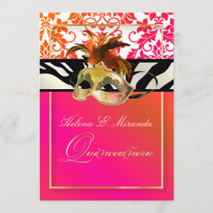 Invitation Pix Dezines Tanza Damask/Quinceanera/Zebra