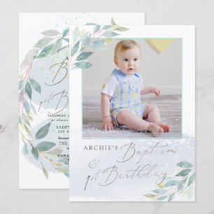 Invitation PixDezine Baptism+1er Anniversaire Verdure