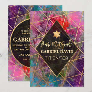 Invitation PixDezines Abstrait Galaxy Bar Mitzvah