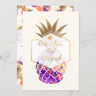Invitation PixDezines Aloha Ananas/Aquarelle/Bat mitzvah