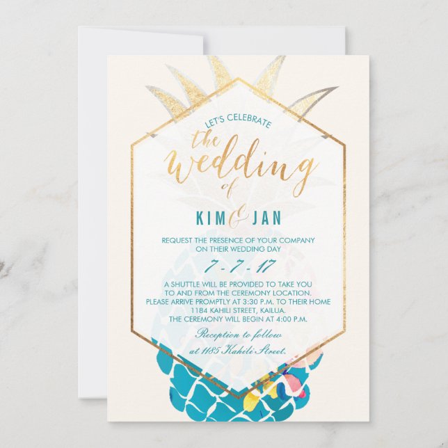 Invitation PixDezines Aloha Hawaiian Ananas/DO-IT-YOURSELF co (Dos)