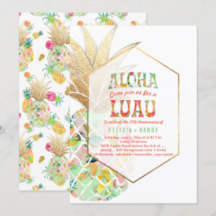 Invitation PixDezines Aloha Hawaiian Pineapples/Mint Green