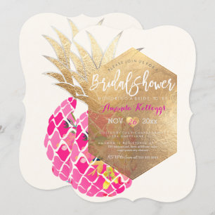 Invitation PixDezines Aloha Pineapple Fête de l'mariée+Faux G