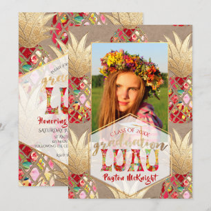 Invitation PixDezines Aloha Pineapples, Graduation Luau