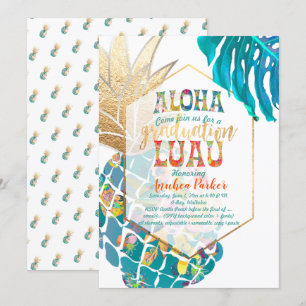 Invitation PixDezines Aloha Pineapples/Turquoise/Graduation L