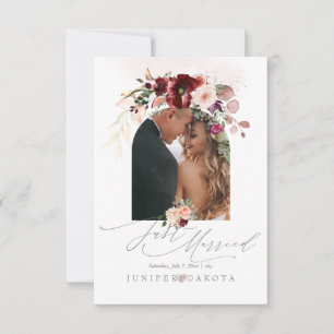 Invitation PixDezines Amour d'Automne H2 Fleurs Rouge Marsala