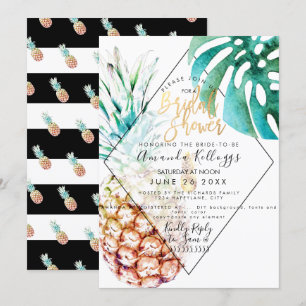 Invitation PixDezines Ananas Fête de l'mariée+Monstera