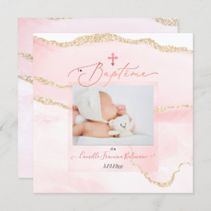Invitation PixDezines Aquarelle Aquarelle, Baptême Fille