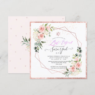 Invitation PixDezines Aquarelle Blush Peonies Bat mitzvah dan