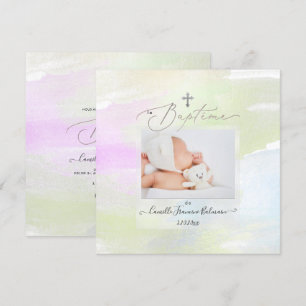 Invitation PixDezines Aquarelle Brush, Baptême Fille