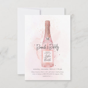 Invitation PixDezines Aquarelle Champagne Rose Brunch Bubbly
