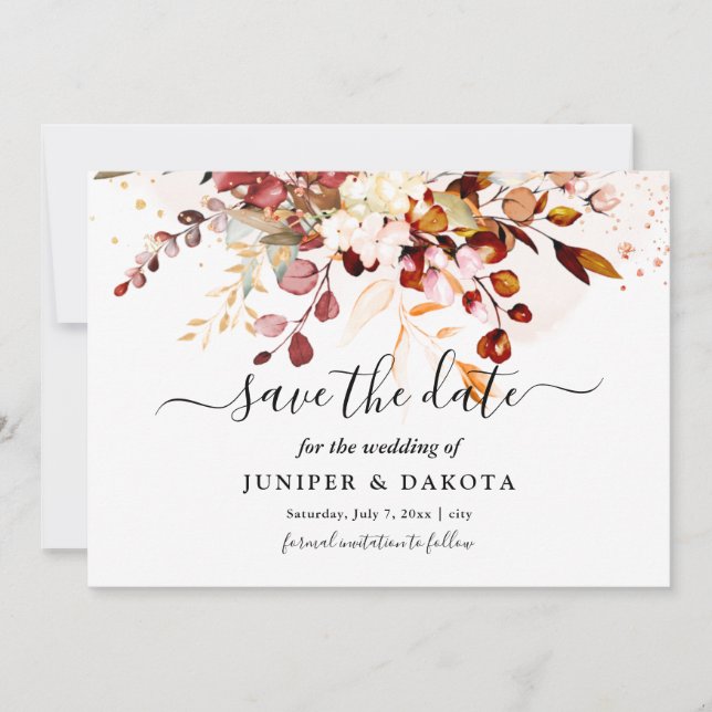 Invitation PixDezines Aquarelle Chute Foliage Gomme Eucalyptu (Devant)