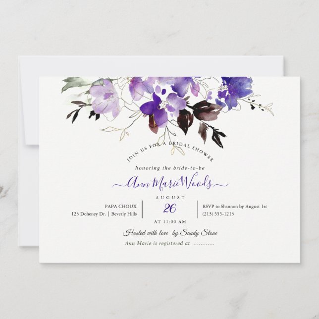 Invitation PixDezines Aquarelle Douceurs pois violet violet v (Devant)