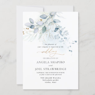 Invitation PixDezines Aquarelle Dusty Blue Eucalyptus