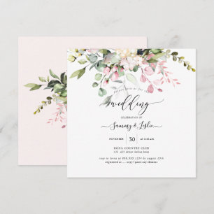 Invitation PixDezines Aquarelle Dusty Blush Eucalyptus Rose