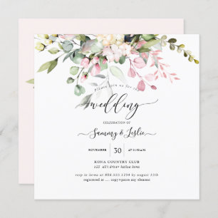 Invitation PixDezines Aquarelle Dusty Blush Eucalyptus Rose