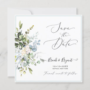 Invitation PixDezines Aquarelle Élégante Gomme Bleue Eucalypt