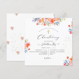 Invitation PixDezines Aquarelle Été Rose Christening