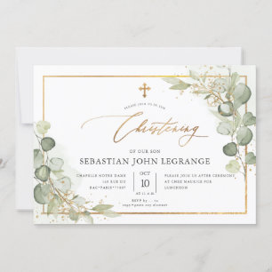 Invitation PixDezines Aquarelle Eucalyptus Christening