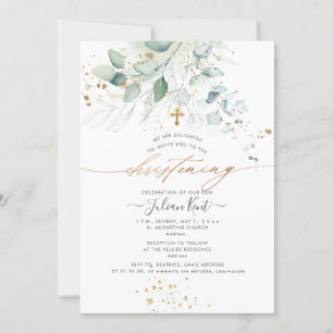 Invitation PixDezines Aquarelle Eucalyptus Christening