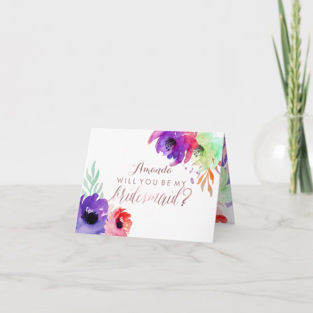 Invitation PixDezines Aquarelle Florale/Soyez ma femme de cha (Devant)