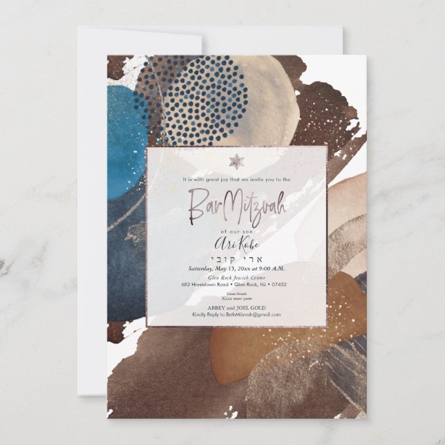 Invitation PixDezines Aquarelle Formes Abstraites modernes (Devant)