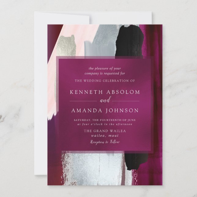 Invitation PixDezines Aquarelle moderne Blush Burgundy Grey (Devant)