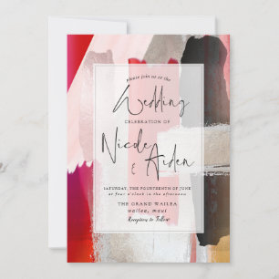 Invitation PixDezines aquarelle moderne rouge noir