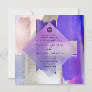 Invitation PixDezines Aquarelle Moderne Violet+Argent