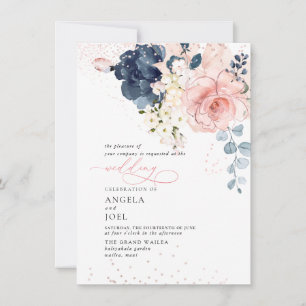Invitation PixDezines Aquarelle Navy Fleurs de chasse