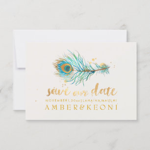 Invitation PixDezines aquarelle Peacock Plume/enregistrer not