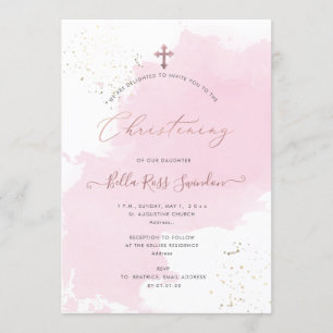 Invitation PixDezines Aquarelle rose Chaîne