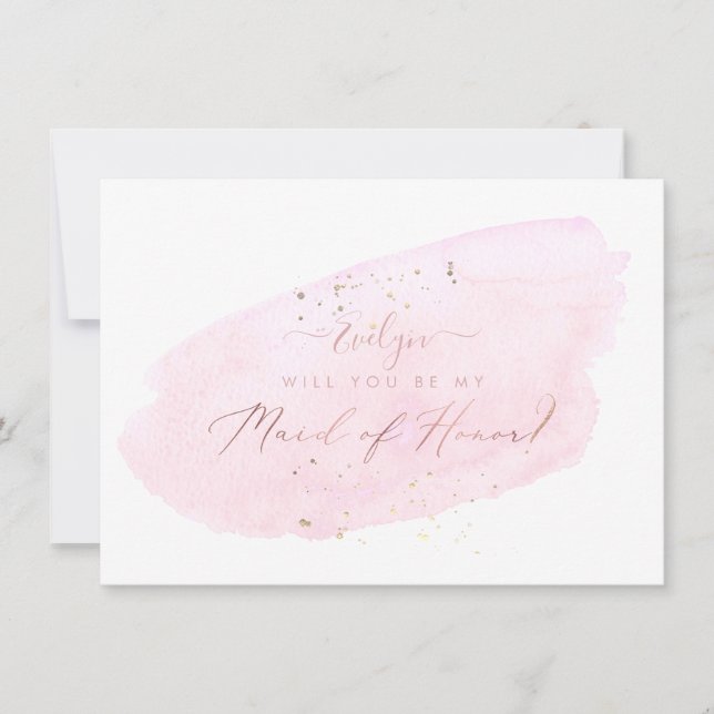 Invitation PixDezines Aquarelle rose fera honneur (Devant)