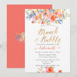 Invitation PixDezines Aquarelle, Roses de jardin Brunch Bubbl