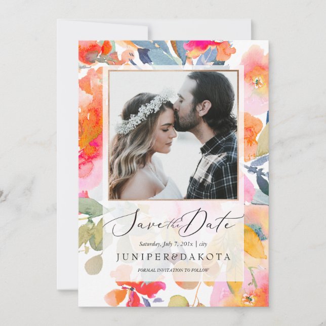 Invitation PixDezines Aquarelle, Roses de jardin Enregistrer  (Devant)