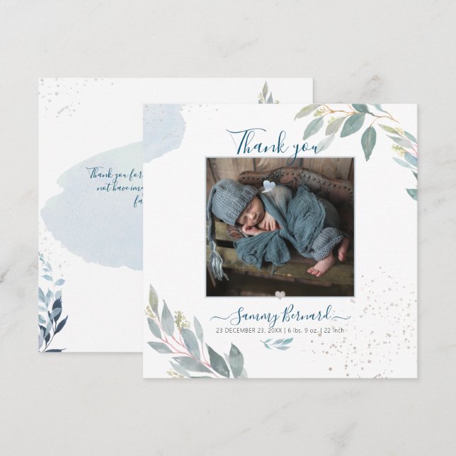 Invitation PixDezines Aquarelle Vert Merci (Devant / Derrière)