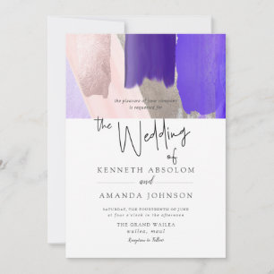 Invitation PixDezines Aquarelle Violet Rose violet Or