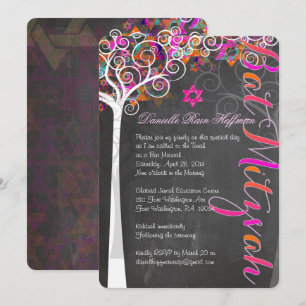 Invitation PixDezines ARBRE DE CLAVIER DE LA VIE BAT MITZVAH