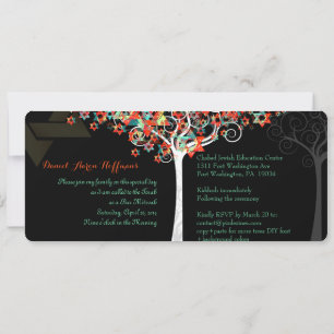 Invitation PixDezines arbre de vie mitzvah / Tableau noir