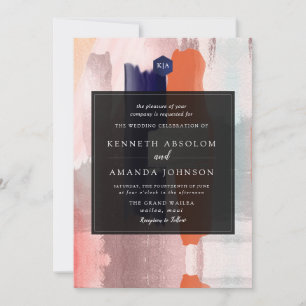 Invitation PixDezines Art moderne Bloc de couleur Marine Blus