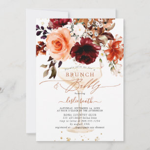 Invitation PixDezines Automne Aquarelle Fleurs Brunch Bubbly