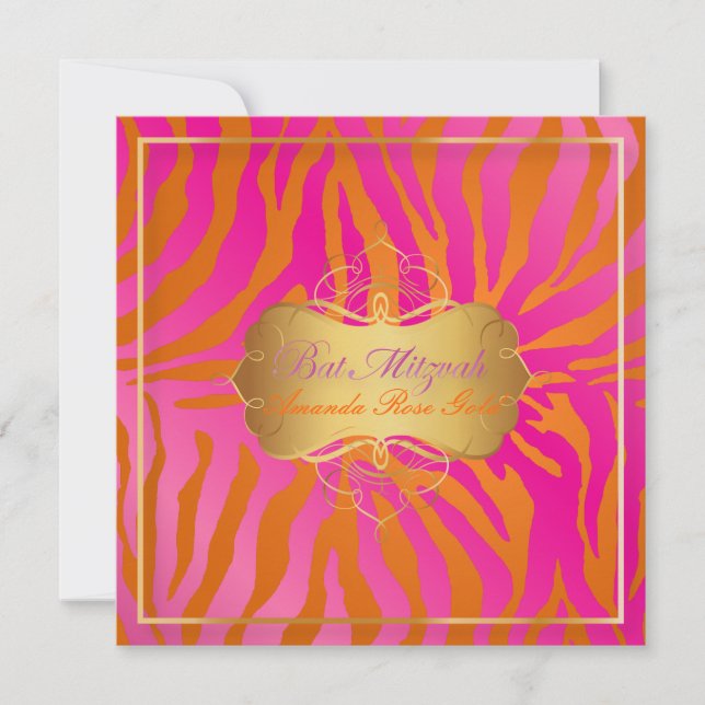 Invitation PixDezines bandes Bat mitzvah/zèbre (Devant)