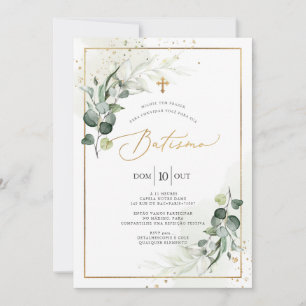 Invitation PixDezines Baptême d'eucalyptus rustique à l'aquar