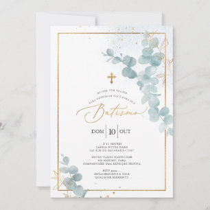 Invitation PixDezines Baptême d'eucalyptus rustique à l'aquar