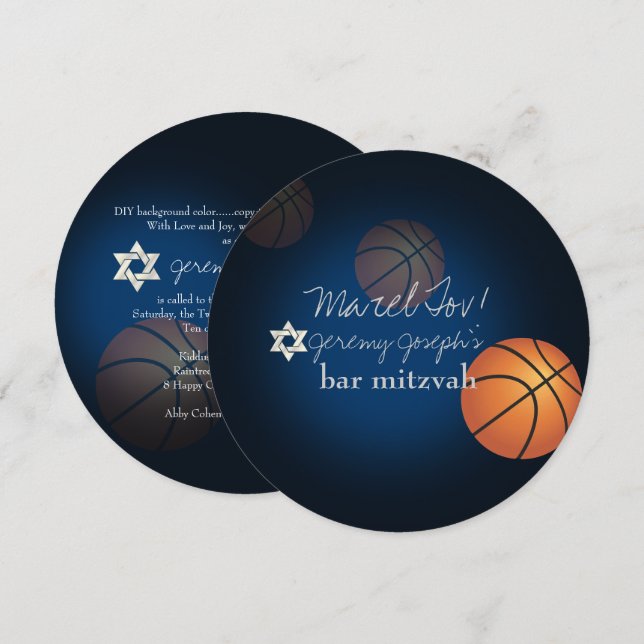 Invitation PixDezines Basketball Bar Mitzvah/DO-IT-YOURSELF C (Devant / Derrière)