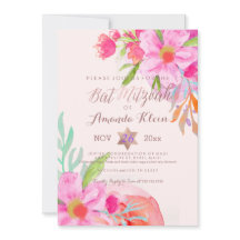 PixDezines ✡ Bat mitzvah/aquarelle florale