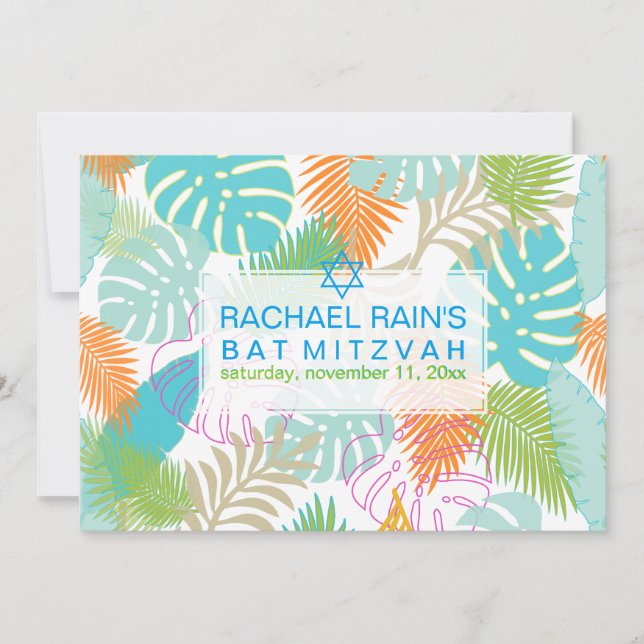 Invitation PixDezines bat mitzvah de forêt tropicale/luau (Devant)
